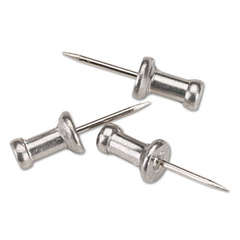 GEM&#174; Aluminum Head Push Pins, Aluminum, Silver, 1/2&quot;, 100/Box