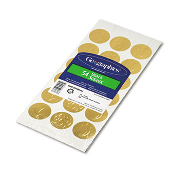 Geographics Self-Adhesive Embossed Seals, Gold, 54/Pack