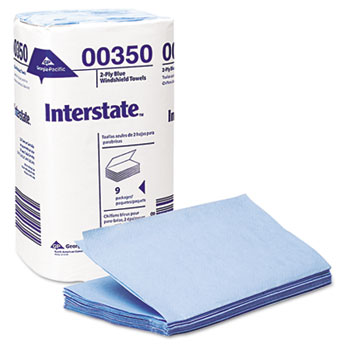 Interstate&#174; Two-Ply Singlefold Auto Care Wipers, 9 1/2 x 10 1/4, 250/Pack, 9 Packs/Carton