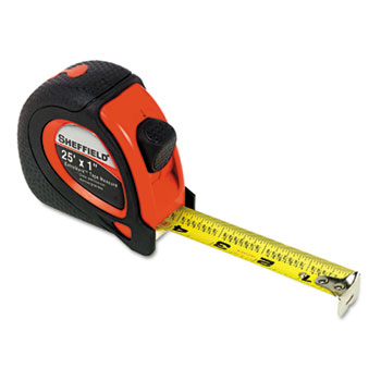 Great Neck Sheffield ExtraMark Tape Measure, Red with Black Rubber Grip, 1&quot; x 25 ft