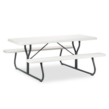 Iceberg IndestrucTables Too 1200 Series Resin Picnic Table, 72w x 30d, Platinum/Gray