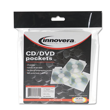 Innovera&#174; CD/DVD Pockets, 25/Pack