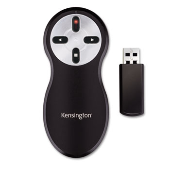 Kensington&#174; Wireless Presentation Remote, Integrated Laser Pointer, Projects 65 Feet, Black