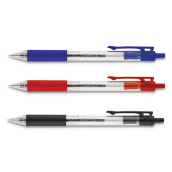 Universal Comfort Grip Clear Barrel Retractable Ballpoint Pen, Asst Ink, 1mm, 50/Set