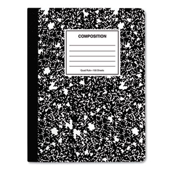 Universal Quad Rule Composition Book, Quadrille Rule, Black Marble Cover, 9.75 x 7.5, 100 Sheets, 6/Pack