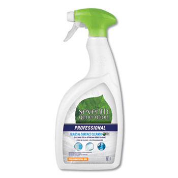 Seventh Generation Professional Professional Glass &amp; Surface Cleaner, Free &amp; Clear/Unscented, 32 oz spray, 8/CT