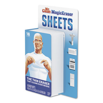 Mr. Clean&#174; Magic Eraser Sheets, 3 1/2&quot; x 5 4/5&quot; x 0.03&quot;, White, 16/Pack, 8 Pack/Carton