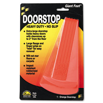 Master Caster Giant Foot Doorstop, No-Slip Rubber Wedge, 3-1/2&quot;W x 6-3/4&quot;D x 2&quot;H, Safety Orange