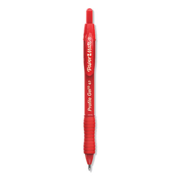 Paper Mate&#174; Profile Retractable Gel Pen, Medium 0.7 mm, Red Ink, Translucent Red Barrel