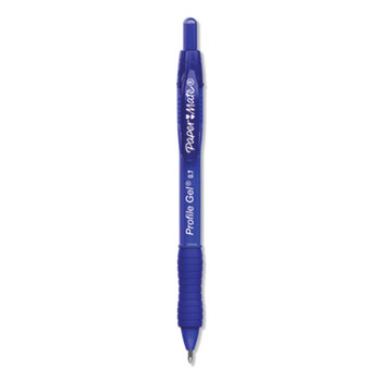 Paper Mate&#174; Profile Retractable Gel Pen, Medium 0.7 mm, Blue Ink, Translucent Blue Barrel