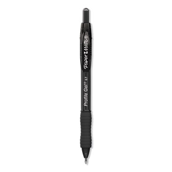 Paper Mate&#174; Profile Retractable Gel Pen, Medium 0.7 mm, Black Ink, Translucent Black Barrel, 36/PK