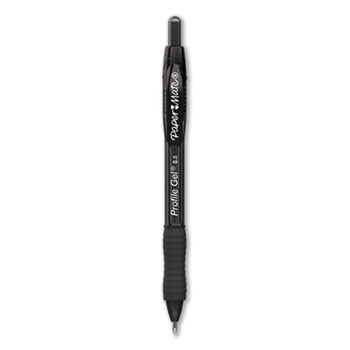 Paper Mate&#174; Profile Retractable Gel Pen, Fine 0.5 mm, Black Ink, Translucent Black Barrel