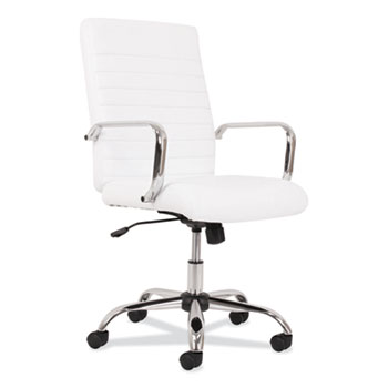 Sadie 5-Thirteen Mid-Back Executive Leather Chair, Supports up to 250 lbs., White Seat/Back, Chrome Base