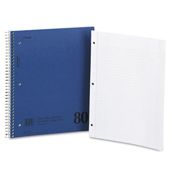 Mead&#174; DuraPress Cover Notebook, College Rule, 8 1/2 x 11, White, 80 Sheets