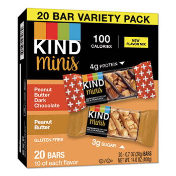 KIND Minis, Peanut Butter Dark Chocolate Peanut Butter, 0.7 oz, 20/Pack