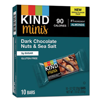 KIND Minis, Dark Chocolate Nuts/Sea Salt, 0.7 oz, 10/Pack