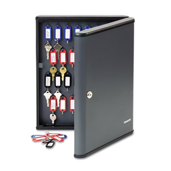 SteelMaster&#174; Security Key Cabinets, 60-Key, Steel, Charcoal Gray, 12 x 2 3/8 x 14 3/4