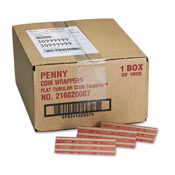 MMF Industries™ Pop-Open Flat Paper Coin Wrappers, Pennies, $.50, 1000 Wrappers/Box
