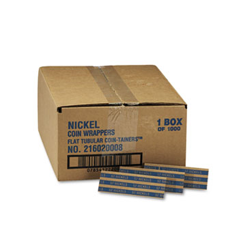MMF Industries™ Pop-Open Flat Paper Coin Wrappers, Nickels, $2, 1000 Wrappers/Box