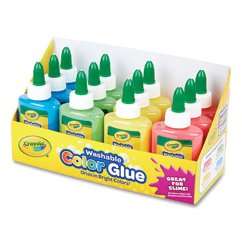 Crayola Washable Assorted Color Glue, 3 oz, 12/CT