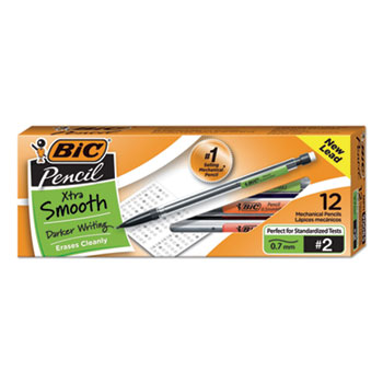 BIC&#174; Xtra Smooth Mechanical Pencil, 0.7 mm, HB (#2.5), Black Lead, Clear Barrel, Dozen