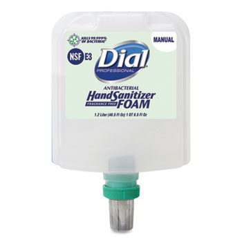 Dial&#174; Professional 1700 Manual Refill Antibacterial Foaming Hand Sanitizer, Fragrance-Free, 1.2 L, 3/Carton