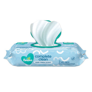 Pampers&#174; Complete Clean Baby Wipes, 1-Ply, Baby Fresh, 72 Wipes/Pack, 8 Packs/Carton