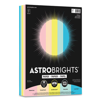 Astrobrights Colored Paper, 24 lb, 8.5 x 11, Assorted Colors, 500/Ream