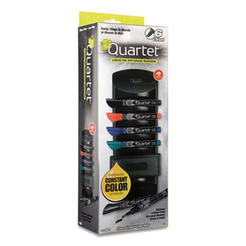 Quartet EnduraGlide Dry Erase Marker Kit, Board Caddy, Board Eraser and 6 Broad Chisel-Tip, Assorted-Color Markers
