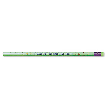 Moon Products Decorated Wood Pencil, Caught Doing Good, HB #2, Green Brl, Dozen