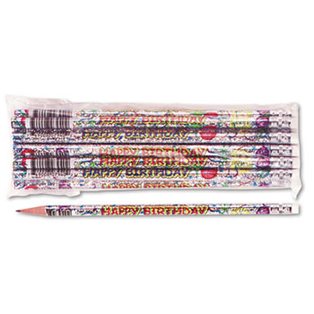 Moon Products Decorated Pencil, Happy Birthday, #2, Holographic SR Brl, Dozen
