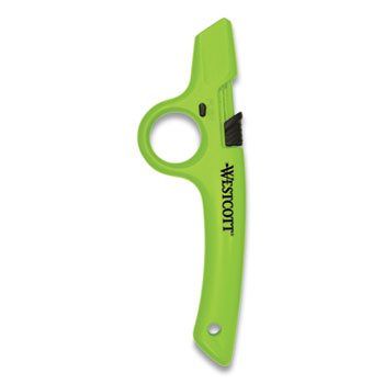 Westcott Full Size Retractable Box Cutter With Plastic Handle, Green, 6 Cutters/Box
