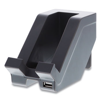 Bostitch Konnect Plastic Phone Dock with USB Port, For Use With Phones and Tablets, 3 x 3.5 x 5, Gray