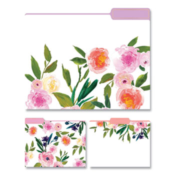 Eccolo Floral File Folders, 1/3-Cut Tabs, Letter Size, Floral Assortment, 9/PK