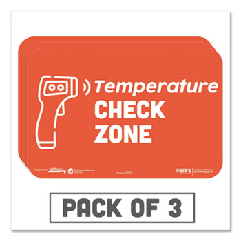 Tabbies BeSafe Messaging Education Wall Signs, 9 x 6,  &quot;Temperature Check Zone&quot;, 3/Pack