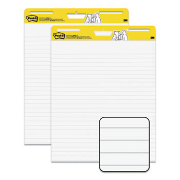 Post-it Self-Stick Easel Pads, Ruled 1.5&quot;, 25&quot; x 30&quot;, White, 30 Sheets/Pack, 2 Packs/Carton