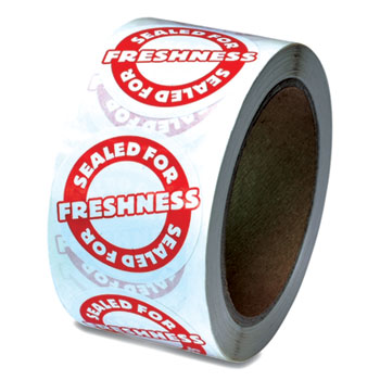 Iconex Tamper Seal Label, 2&quot; dia, Red/White, 500/Roll, 4 Rolls/Carton