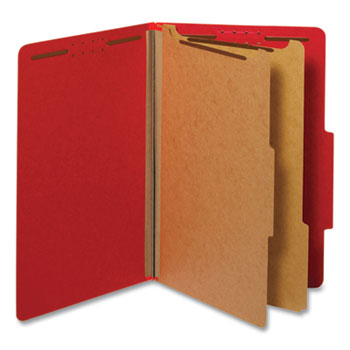 Universal Bright Colored Pressboard Classification Folders, 2 Dividers, Legal Size, Ruby Red, 10/Box