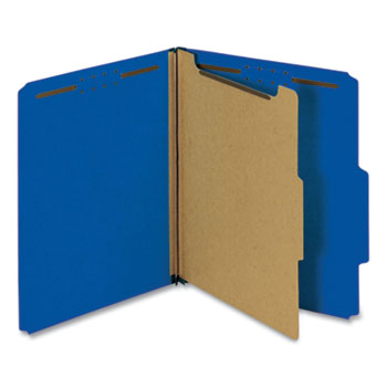 Universal Bright Colored Pressboard Classification Folders, 1 Divider, Letter Size, Cobalt Blue, 10/Box