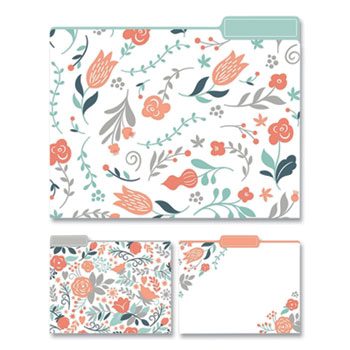 Eccolo Fashion File Folders, 1/3-Cut Tabs, Letter Size, Modern Floral Assortment, 9/PK