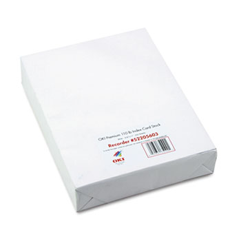 Oki&#174; Premium Card Stock, 110 lbs., Letter, White, 250 Sheets/Box