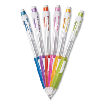 BIC Velocity Side Clic Pencil, 0.7 mm, HB (#2), Black Lead, Assorted Barrel Colors, Dozen