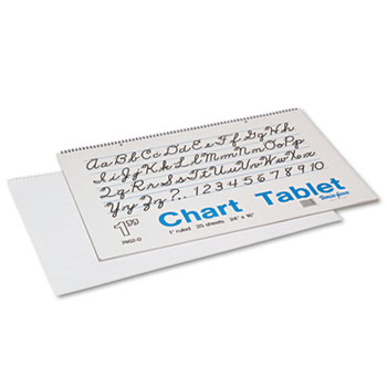Pacon&#174; Chart Tablets w/Cursive Cover, Ruled, 24 x 16, White, 25 Sheets