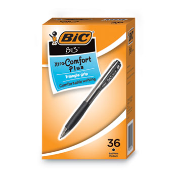 BIC BU3 Ballpoint Pen, Retractable, Medium 1 mm, Black Ink, Black Barrel, 36/Pack
