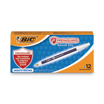 BIC&#174; PrevaGuard Ballpoint Pen, Stick, Medium 1 mm, Blue Ink/Blue Barrel, Dozen
