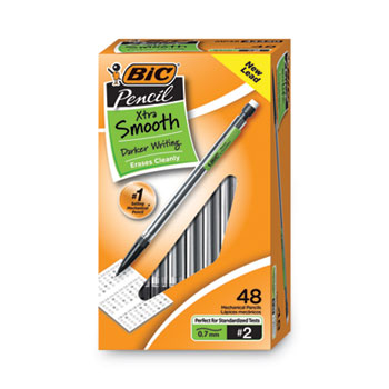 BIC Xtra Smooth Mechanical Pencil Value Pack, 0.7 mm, HB (#2.5), Black Lead, Clear Barrel, 48/Pack
