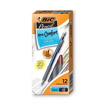 BIC Xtra-Comfort Mechanical Pencil, 0.5 mm, HB (#2.5), Black Lead, Assorted Barrel Colors, Dozen