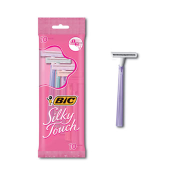 BIC Silky Touch Women’s Disposable Razor, 2 Blades, Assorted Colors, 10/Pack