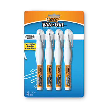 BIC Wite-Out Shake &#39;n Squeeze Correction Pen, 8 mL, White, 4/Pack