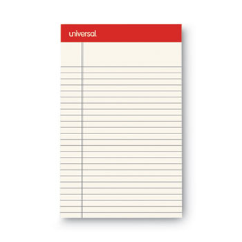 Universal Colored Perforated Ruled Writing Pads, Narrow Rule, 50 Ivory 5 x 8 Sheets, Dozen